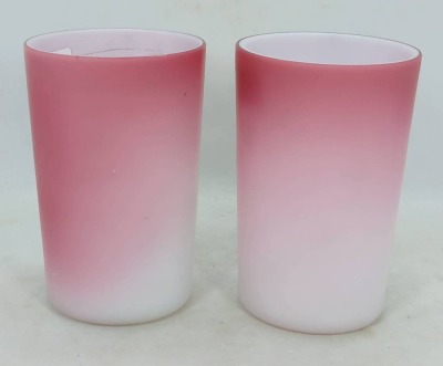 (2) Art Glass Peach Blow Tumblers - 3