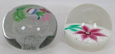 (2) Floral Art Glass Paperweights - 4