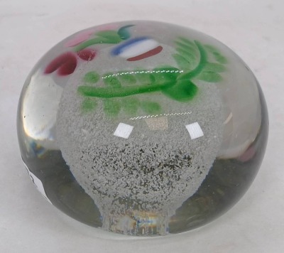 (2) Floral Art Glass Paperweights - 6