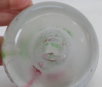 (2) Floral Art Glass Paperweights - 7