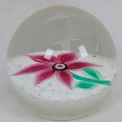 (2) Floral Art Glass Paperweights - 10