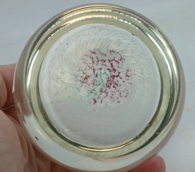 (2) Floral Art Glass Paperweights - 12
