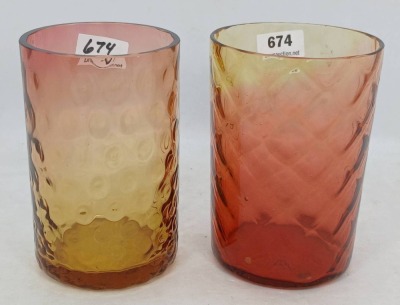 (2) Amberina Glass Tumblers