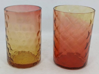 (2) Amberina Glass Tumblers - 2