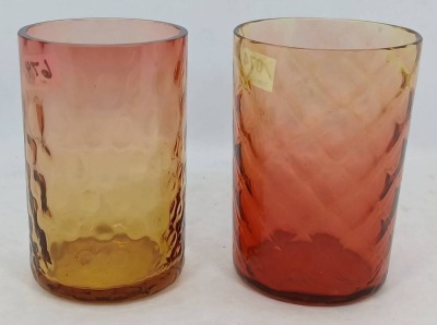 (2) Amberina Glass Tumblers - 3