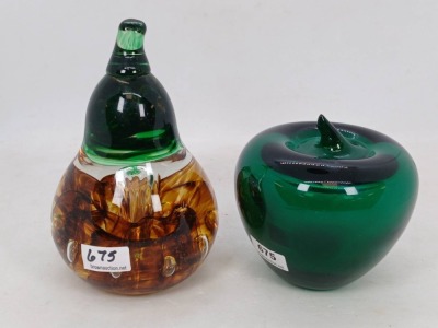 (2) Fruit-Themed Glass Paperweights - 4