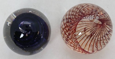 (2) Artist signed Karg Glass Paperweights - 2