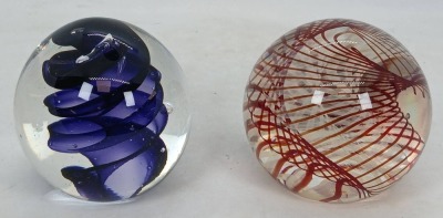 (2) Artist signed Karg Glass Paperweights - 4