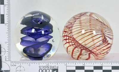 (2) Artist signed Karg Glass Paperweights - 11