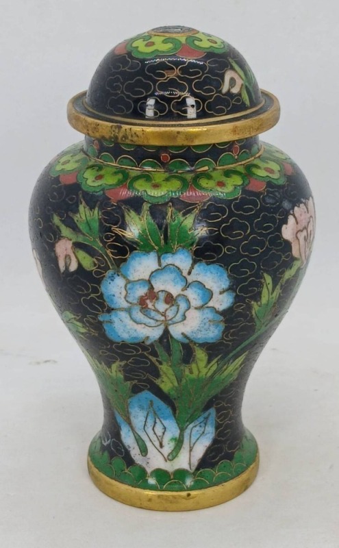 Cloisonne Lidded Vase With Floral Motif