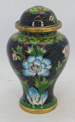 Cloisonne Lidded Vase With Floral Motif