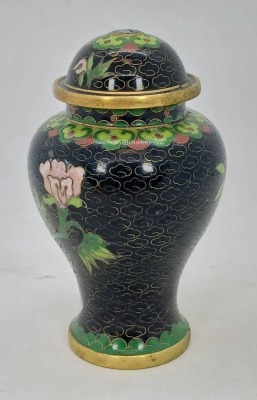 Cloisonne Lidded Vase With Floral Motif - 2