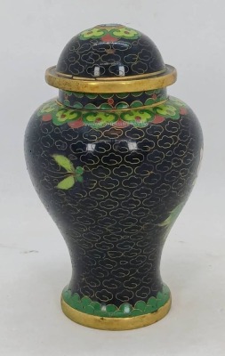 Cloisonne Lidded Vase With Floral Motif - 3