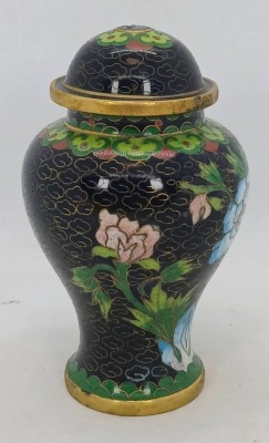 Cloisonne Lidded Vase With Floral Motif - 4