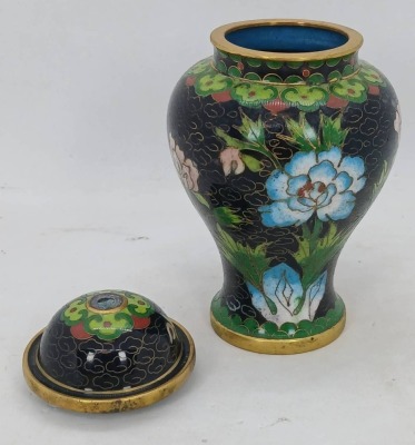 Cloisonne Lidded Vase With Floral Motif - 6