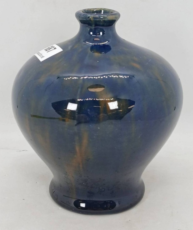 Studio Pottery Vase with Blue Flame Glaze