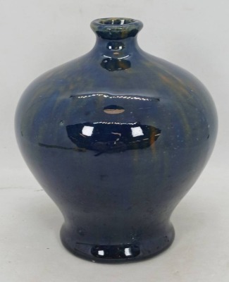 Studio Pottery Vase with Blue Flame Glaze - 2