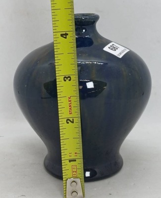 Studio Pottery Vase with Blue Flame Glaze - 5