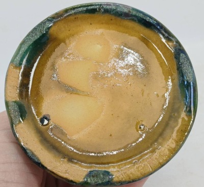 Unmarked Pottery Floral Relief Candle Holder - 5