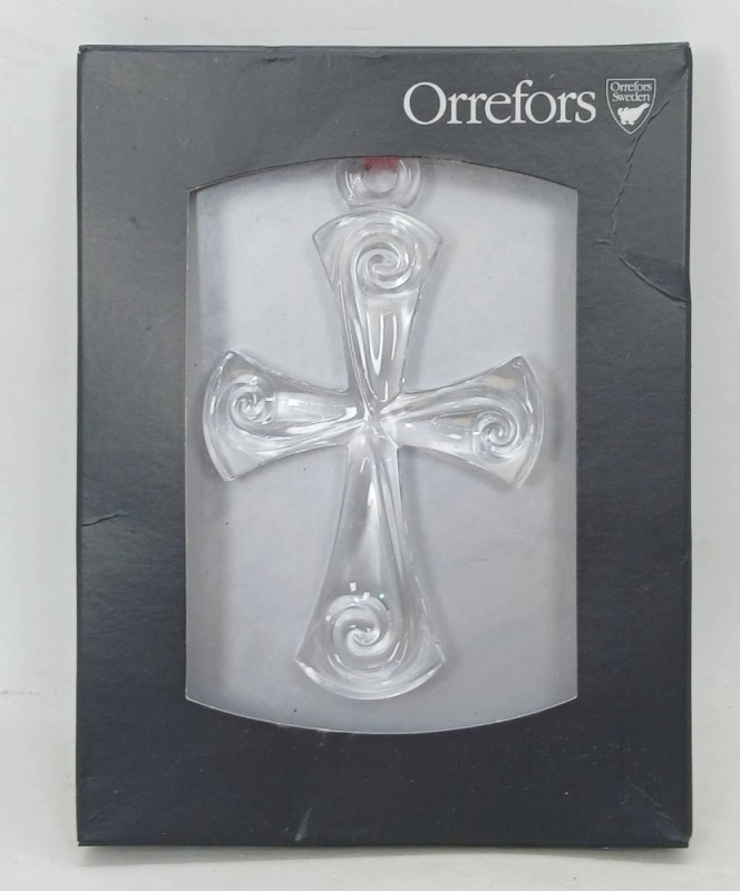 Orrefors Clear Glass Cross Ornament