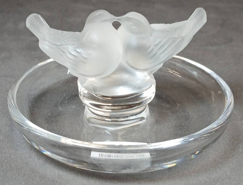 Lalique Frosted Glass Lovebird Ring Dish