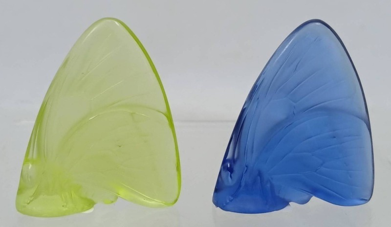 Lalique France Crystal Butterfly Figurine Pair