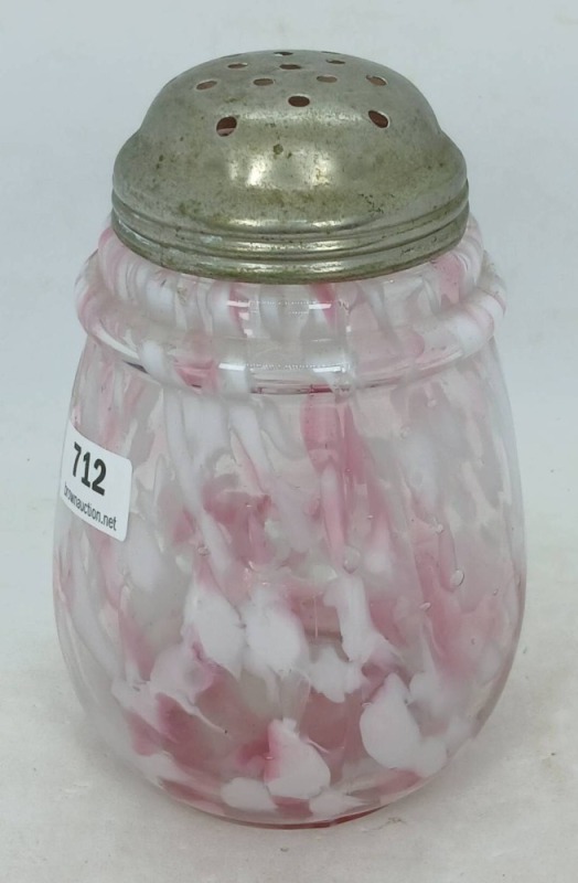 Cranberry Splatter Glass Shaker with Lid