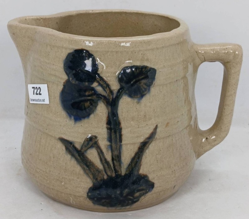 Stoneware Jug with Blue Floral Design