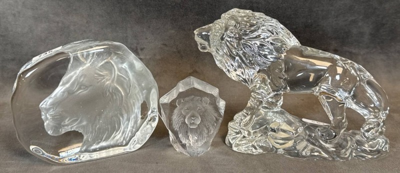 Crystal Lion Figurine and Paperweights