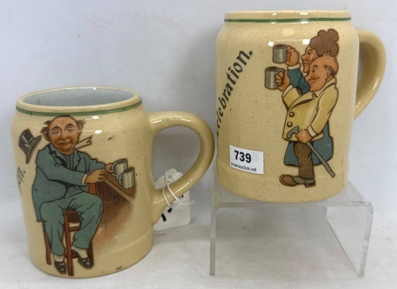 (2) 8 oz Pottery Beer Mugs