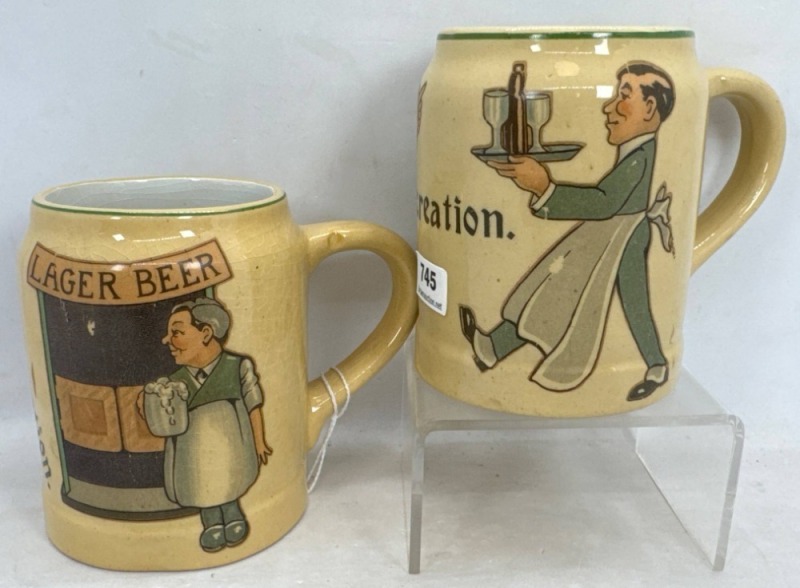 (2) Pottery Beer Mugs