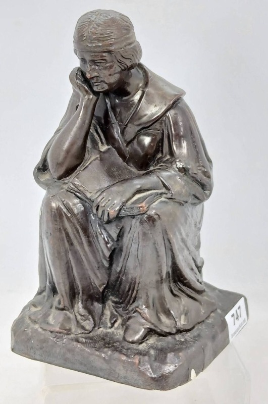 Bronze Sculpture of Figure Reading a Book