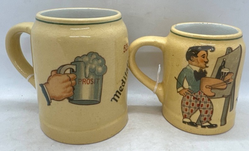 (2) Pottery Beer Steins - Meditation & Inspiration