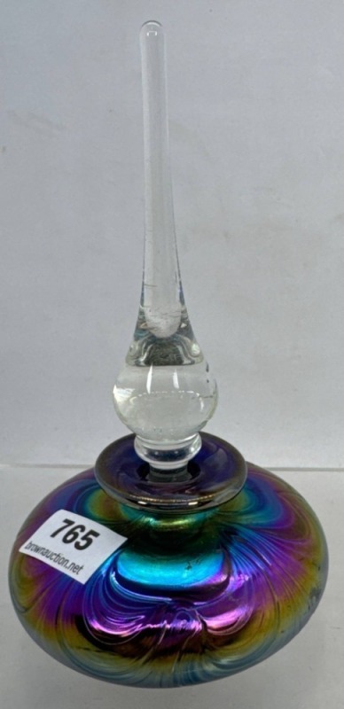 Iridescent Glass Perfume Bottle with Stopper