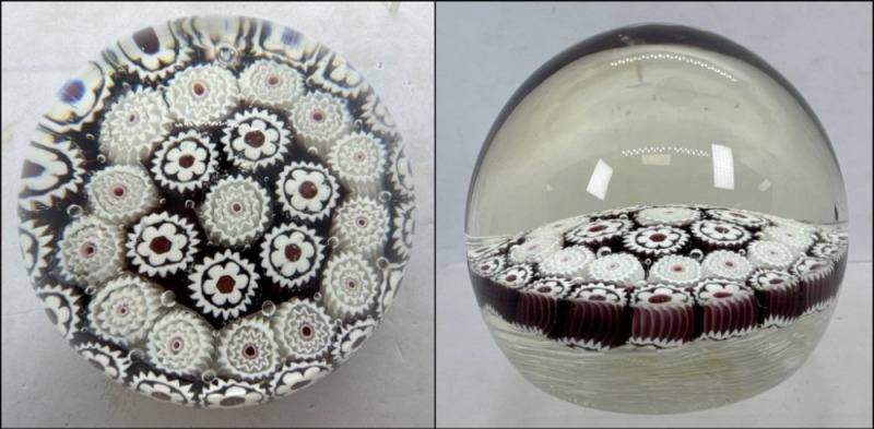 Glass Paperweight With Millefiori Design
