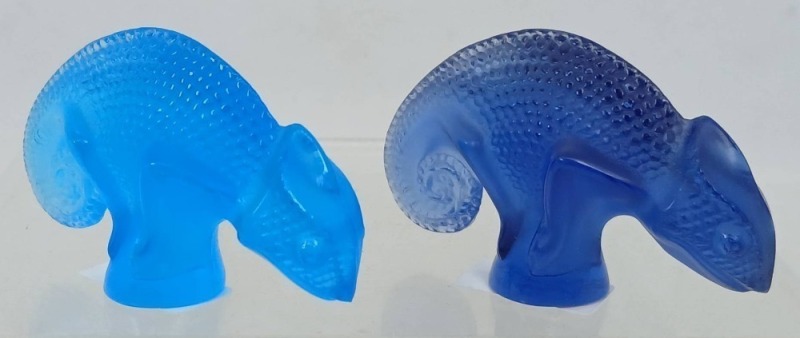 (2) Lalique Chameleon Figurines