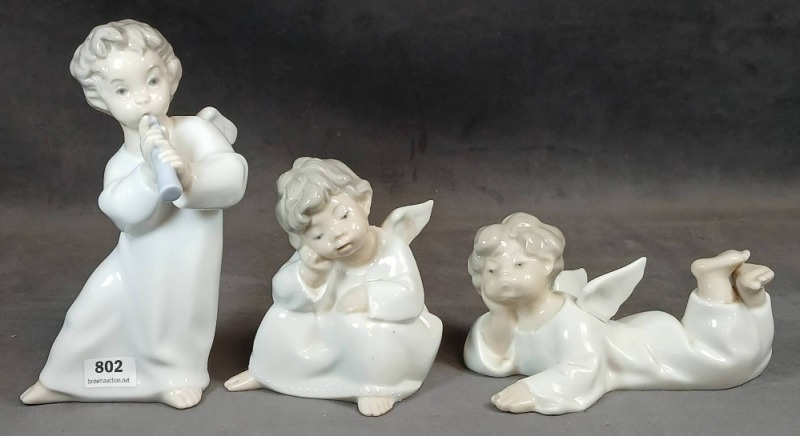 Lladr&Atilde;&sup3; Porcelain Angel Figurine Trio