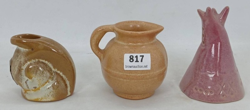 3 Frankoma Pottery Cabinet Pieces