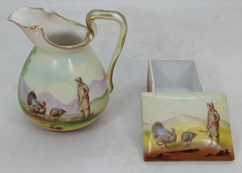 Royal Bayreuth Turkey Scene Jug and Trinket Box