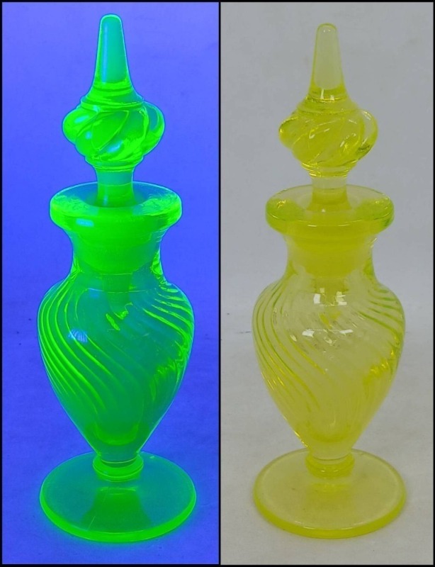 Uranium Glass Perfume Bottle with Stopper