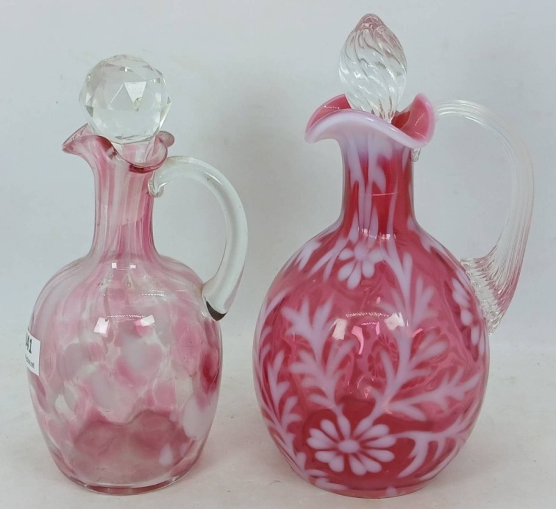 Cranberry Glass Cruets with Stoppers