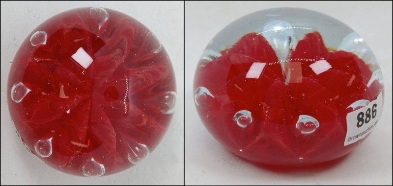 Joe St. Clair Paperweight with Red Floral Design