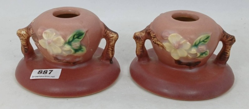 Roseville Apple Blossom Candleholders