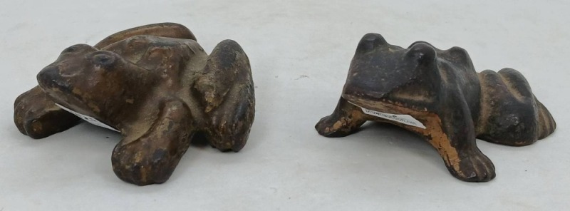 (2) Cast Iron Frog Paperweights
