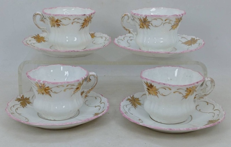 4 Porcelain Demitasse Cups & Saucers