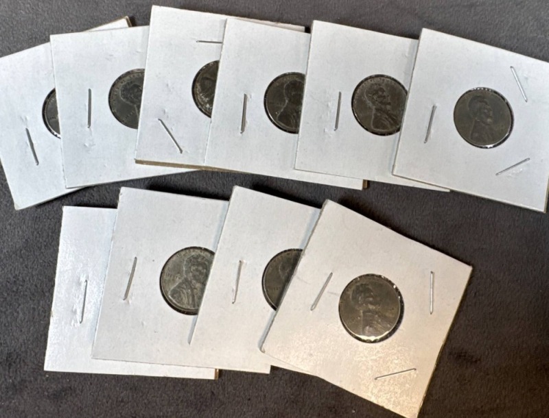 10 1943 Steel Pennies in Holders