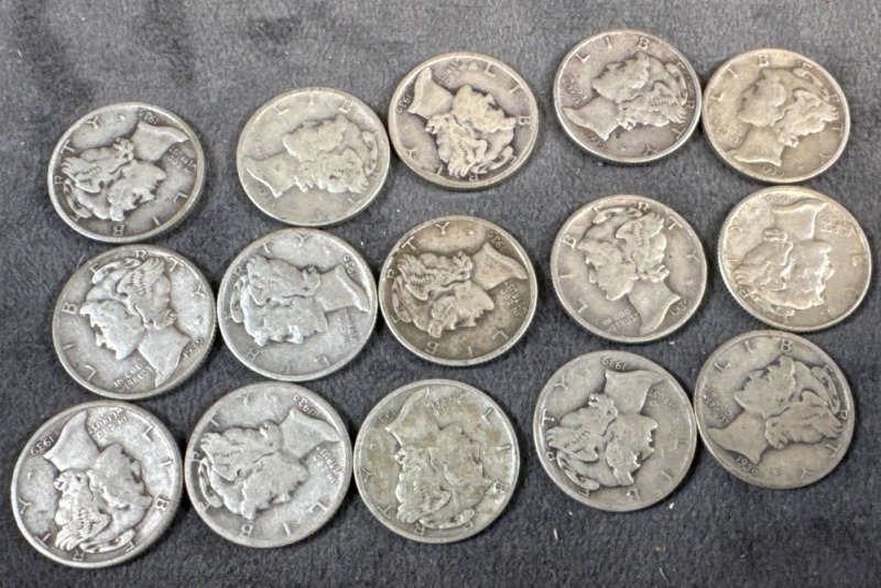 (15) 1939 Mercury Dimes