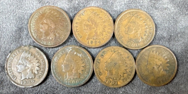 7 Indian Head Pennies