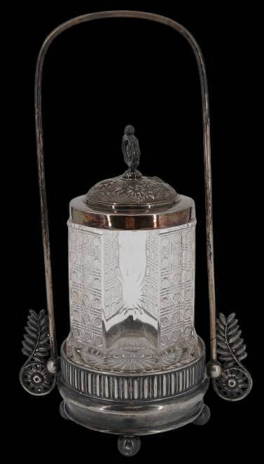 EAPG Pickle Jar with Silverplate Holder