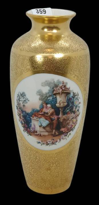 Pickard China Gold Overlay Vase